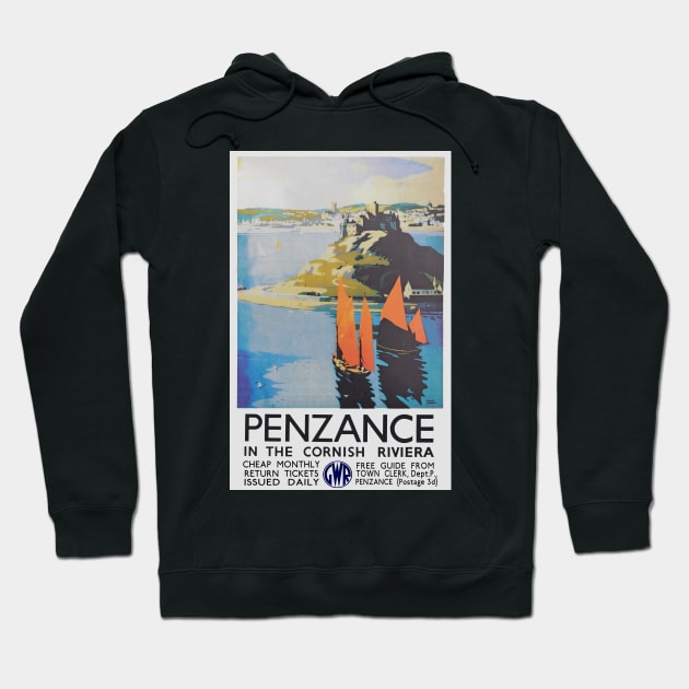 Vintage GWR travel poster advertising Penzance Hoodie by Random Railways